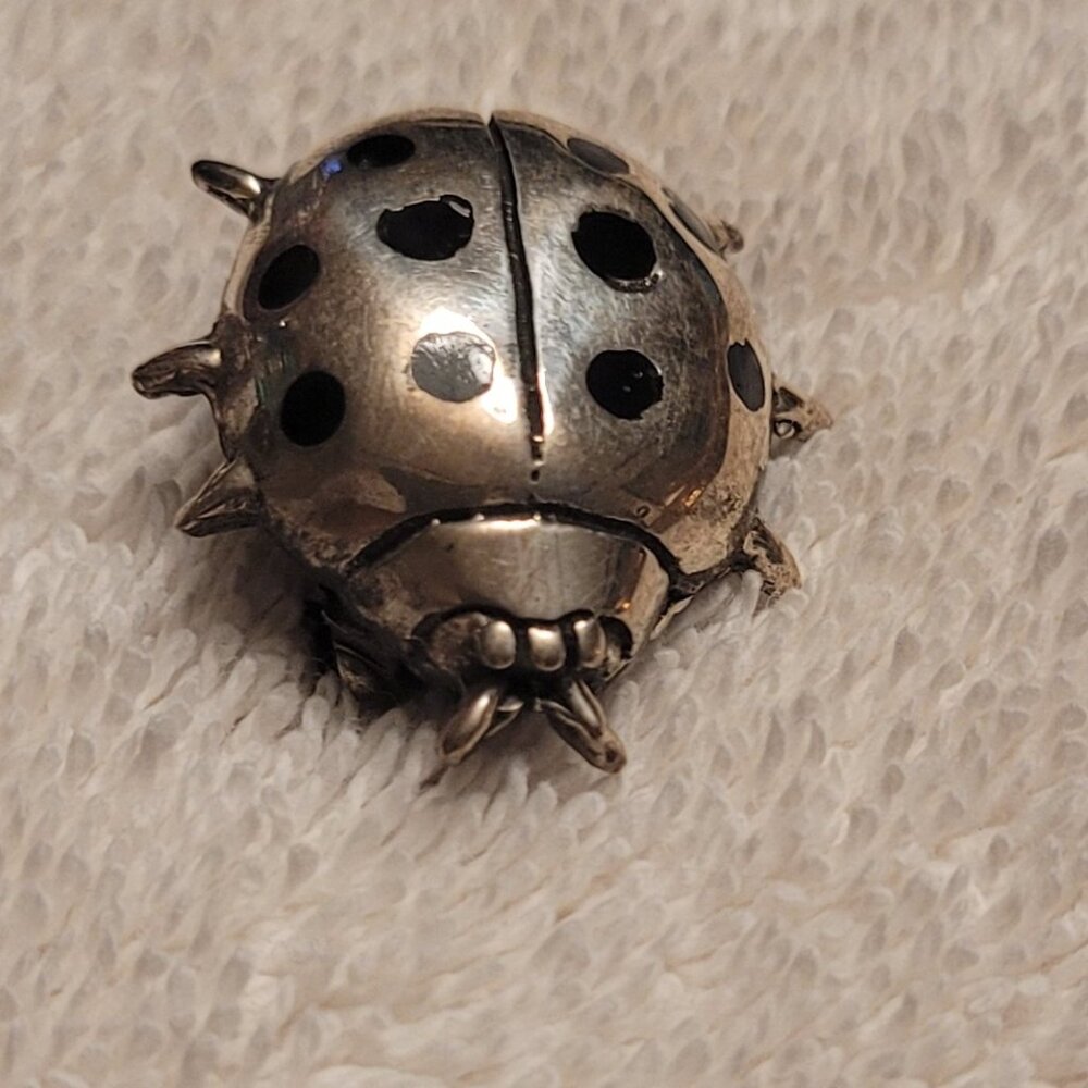 Sterling Silver 925 Lady Bug Brooch‎ Pin
